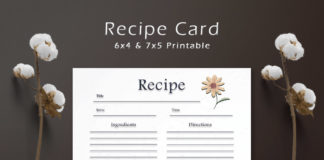 Free Sunflower Recipe Card Template