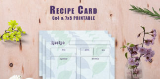 Free Watercolor Recipe Card Printable V35