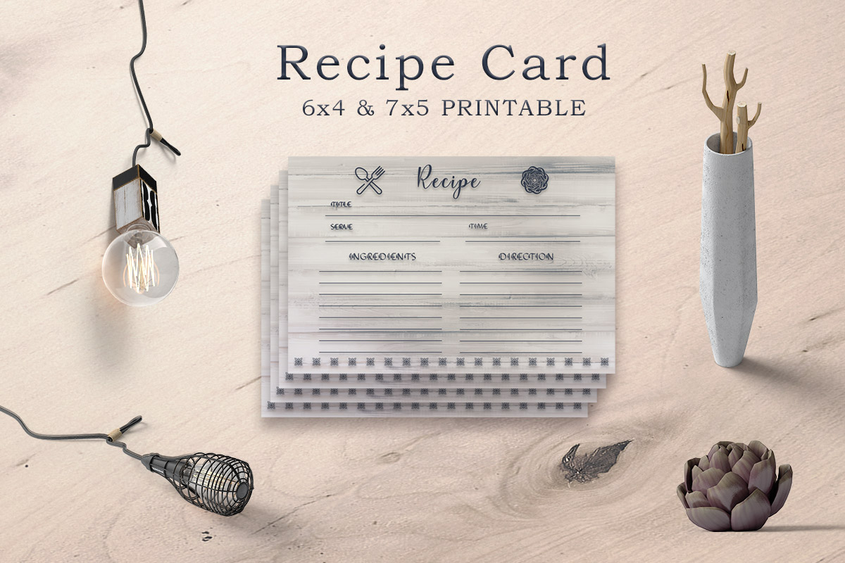 Free Wooden Texture Recipe Card Template