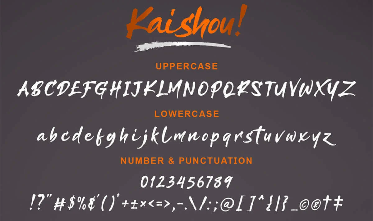 Kaishou Brush Font Preview 6