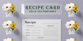 Free Black & White Recipe Card Template V2