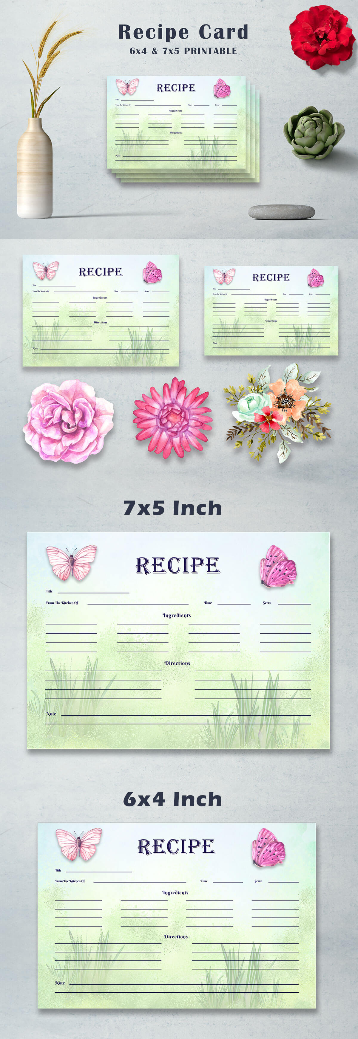 Free Butterfly Recipe Card Template