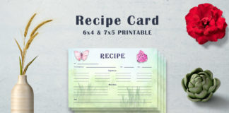 Free Butterfly Recipe Card Template