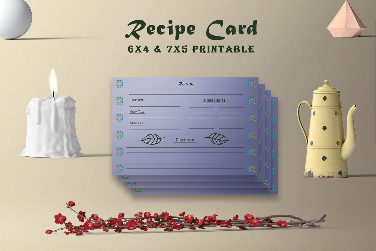 Free Decorative Leaves Recipe Card Template