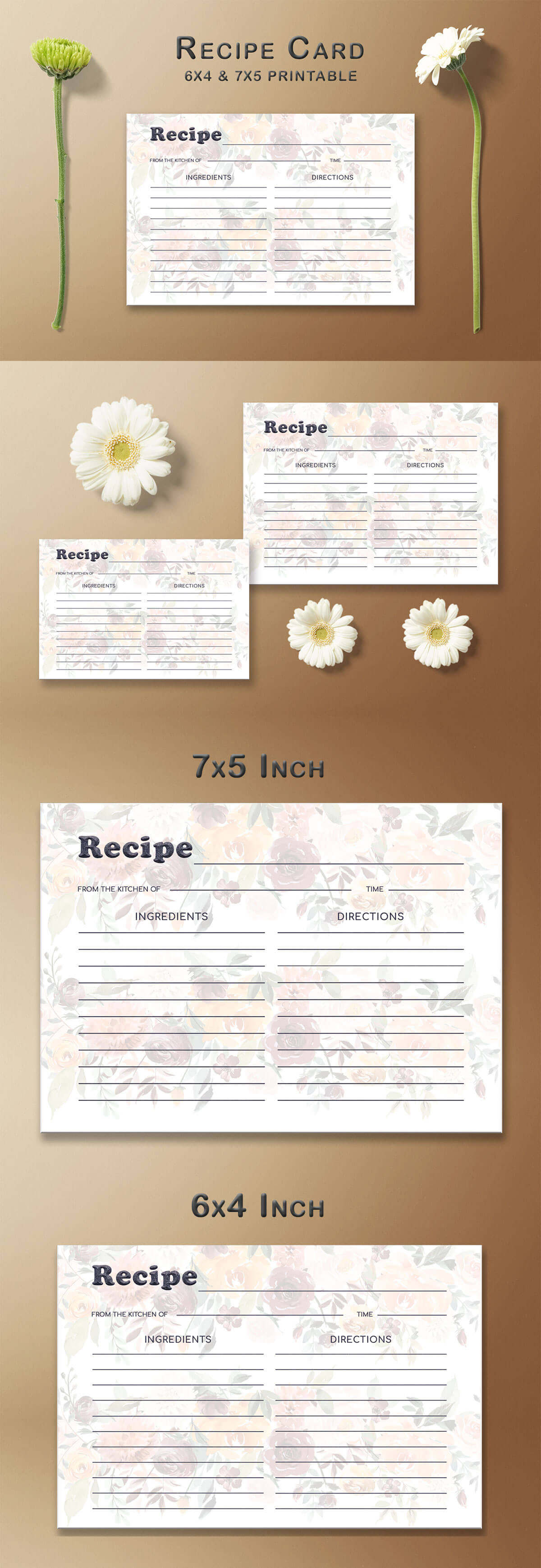 Free Floral Arrangement Recipe Card Template