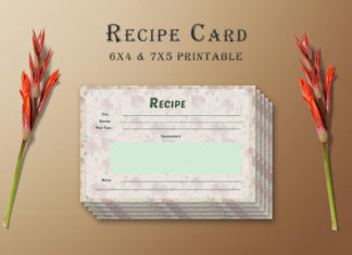 Free Floral Pattern Recipe Card Template