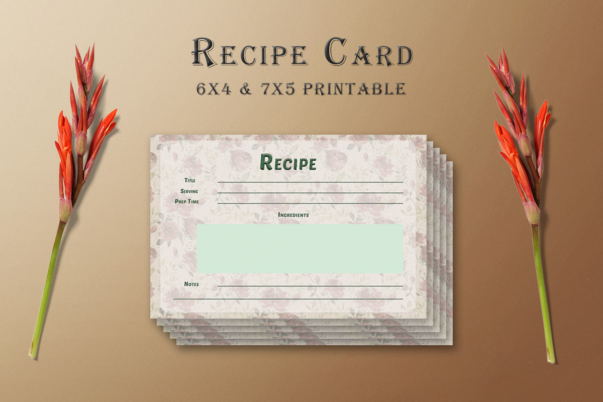 Free Floral Pattern Recipe Card Template