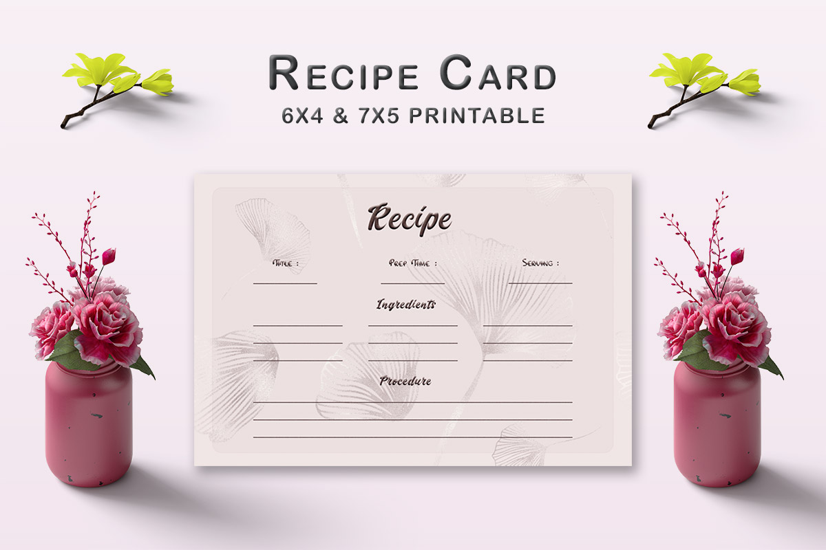 Free Flower Pattern Recipe Card Template V1