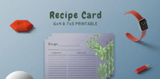 Free Green Floral Recipe Card Template