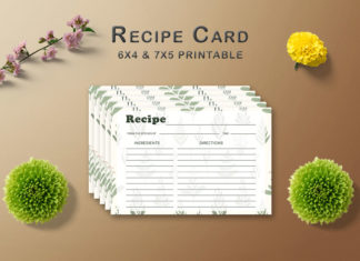 Free Green Pattern Recipe Card Template