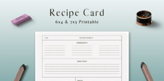 Free Grey Recipe Card Template