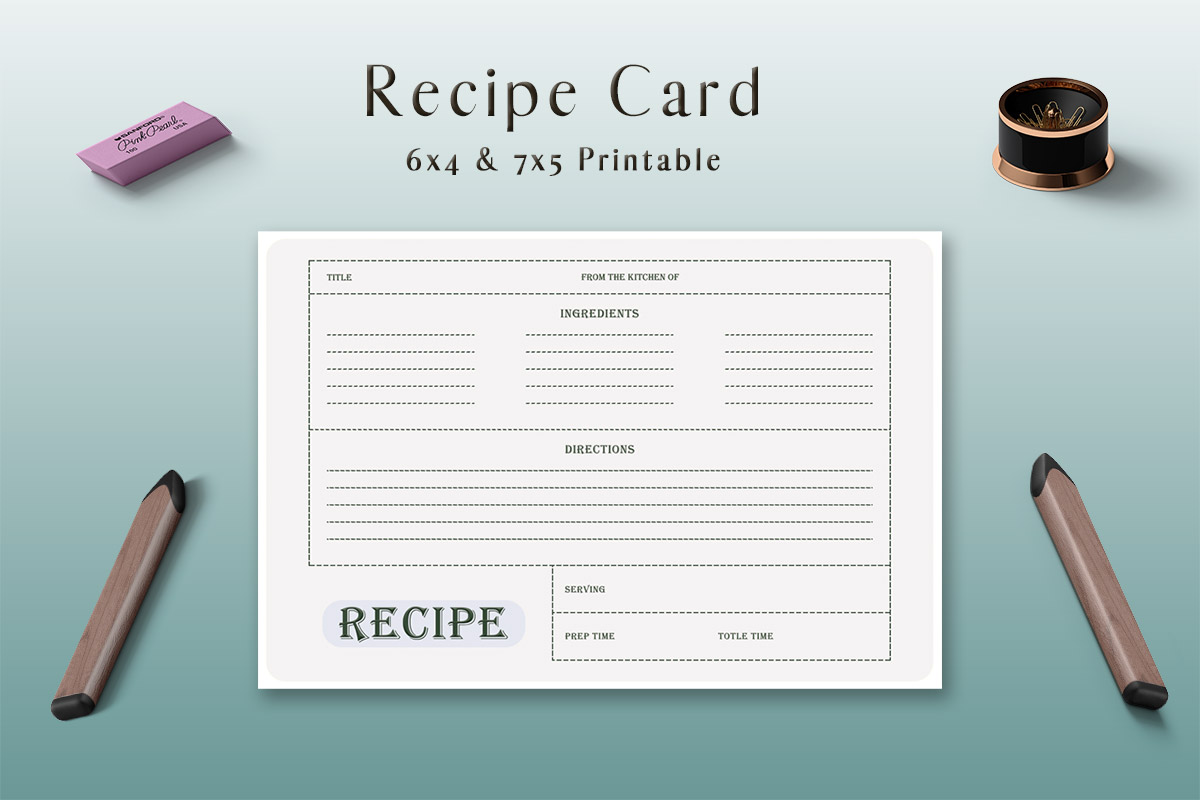 Free Grey Recipe Card Template