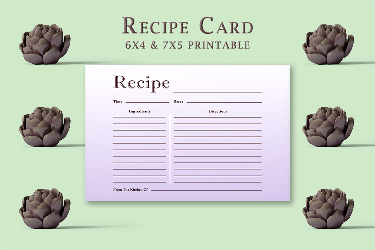 Free Light Purple Recipe Card Template