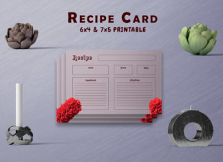 Free Rose Dark Recipe Card Template