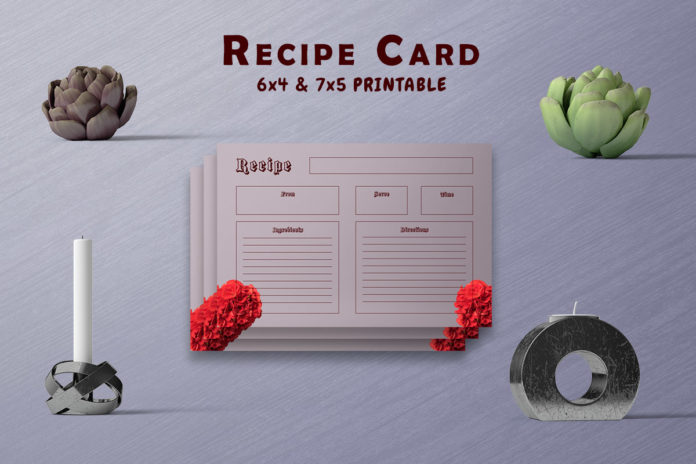 Free Rose Dark Recipe Card Template