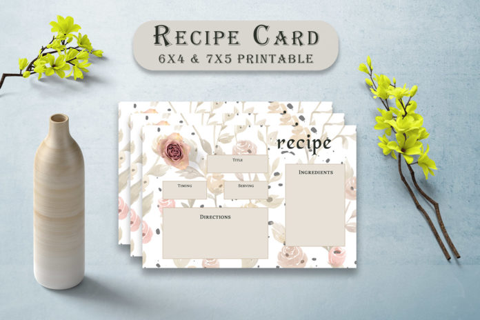 Free Rose Patterned Recipe Card Template