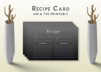 Free Simple Black Recipe Card Template