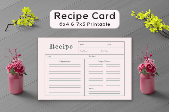 Free Simple Red Colour Recipe Card Template
