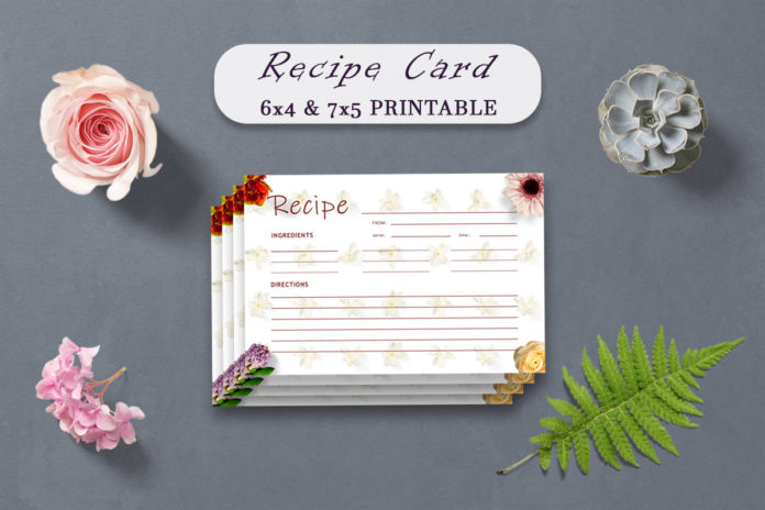 Free Vintage Floral Recipe Card Template