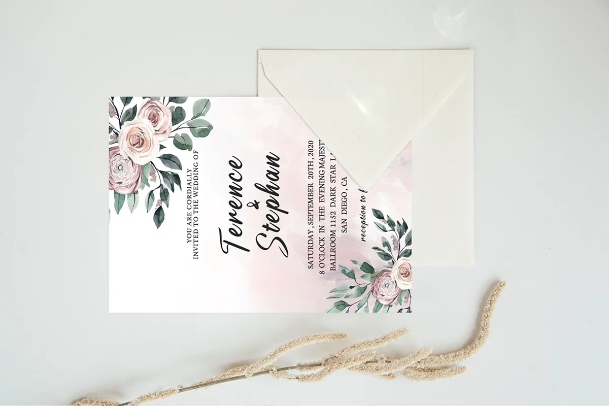 Floral Wedding Invitation Template Preview 1