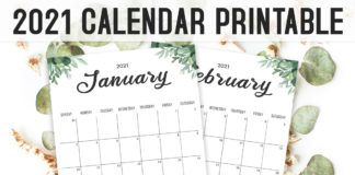 Free Calendar 2021 Printable Template