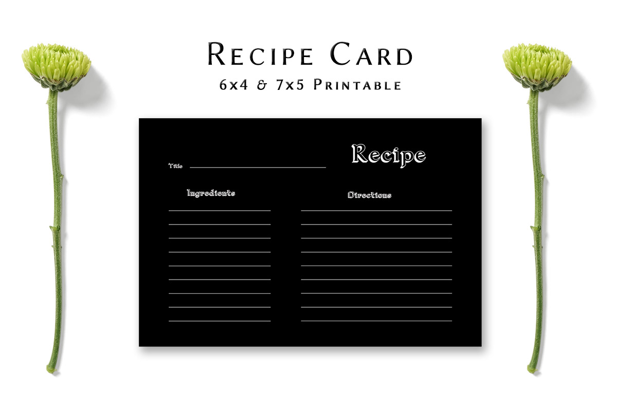 Free Dark Minimal Recipe Card Template