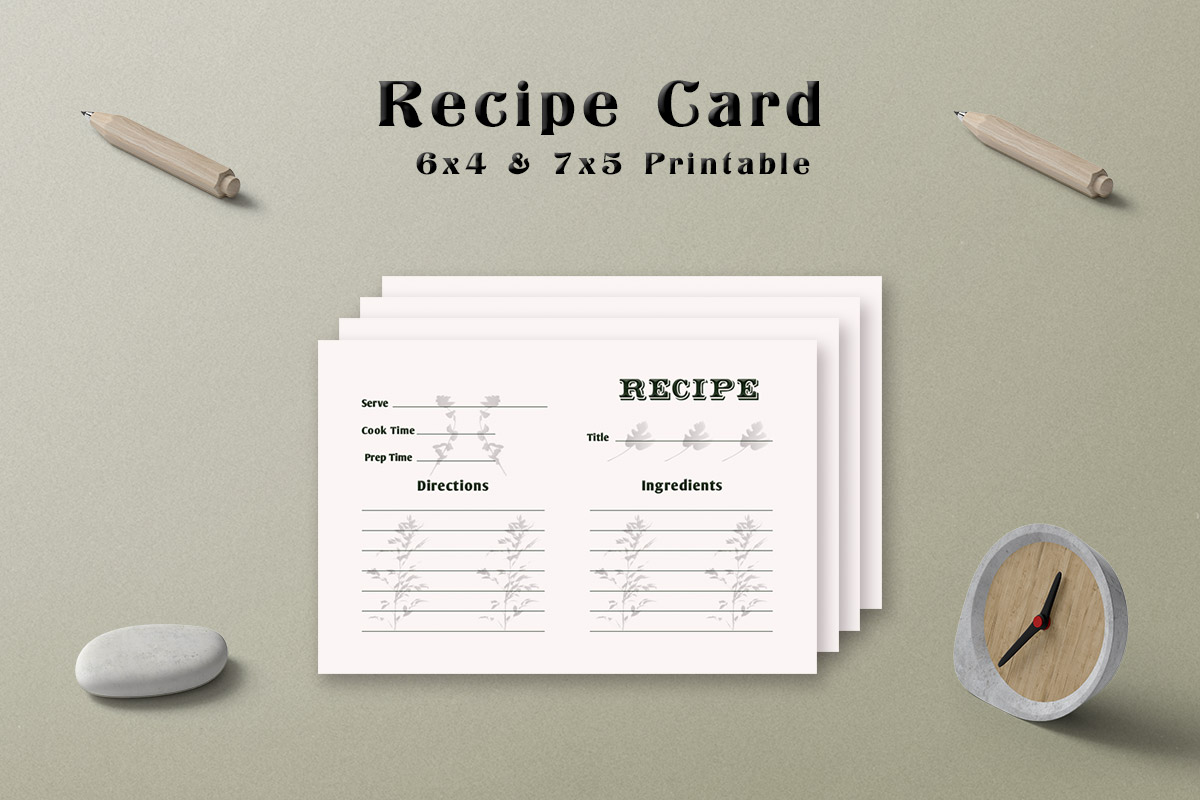 Free Floral Shadow Recipe Card Template