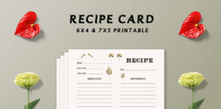 Free Golden Floral Recipe Card Template