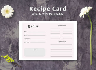 Free Simple Minimalist Recipe Card Template