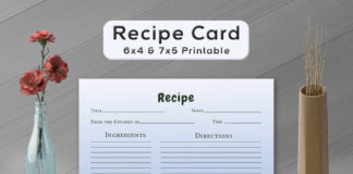 Free Simple Plants Recipe Card Template