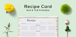 Free Stripe Pattern Recipe Card Template