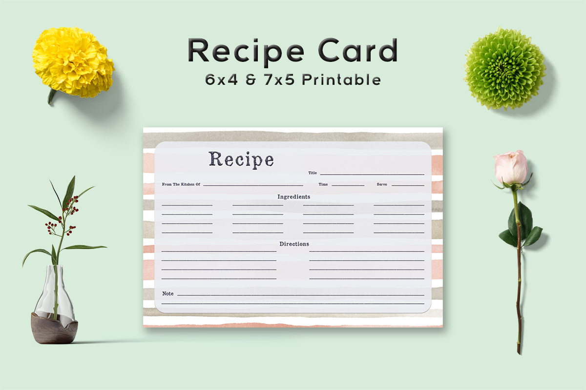 Free Stripe Pattern Recipe Card Template