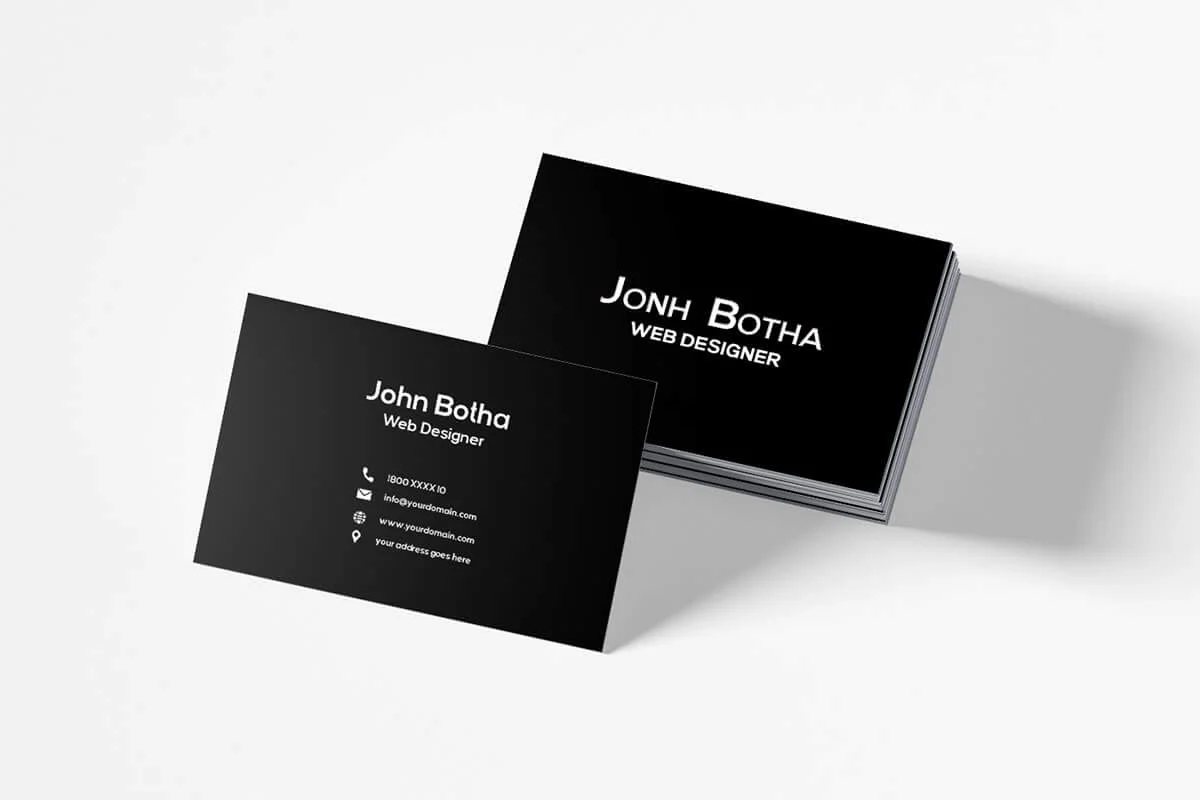 Simple Black Business Card Template V2 Preview 2