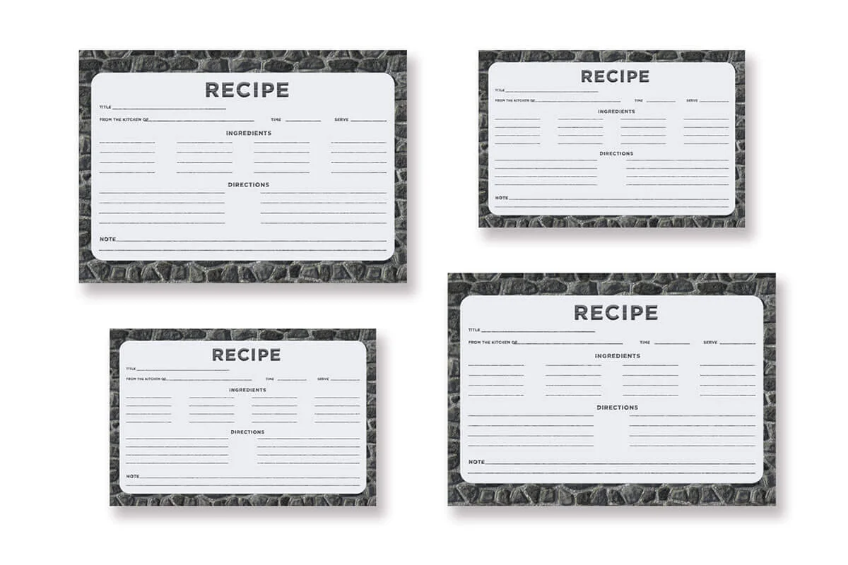 Stone Pattern Recipe Card Template Preview 1