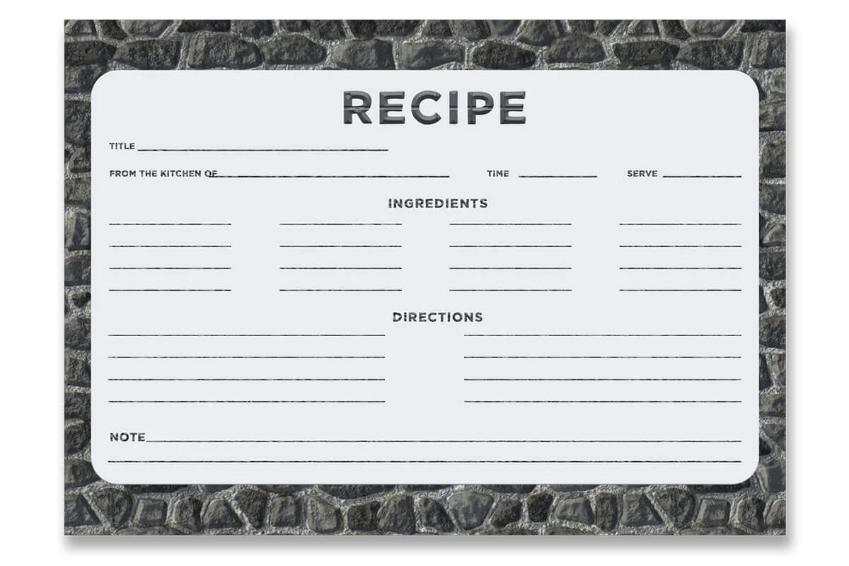 Stone Pattern Recipe Card Template Preview 2