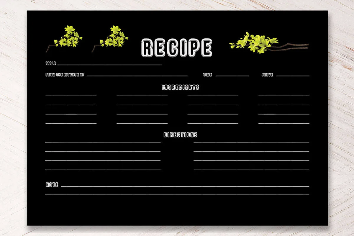 Yellow Plants Recipe Card Template Previews 2