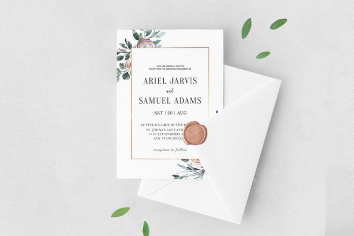 Free Dusty Rose Floral Wedding Invitation Template