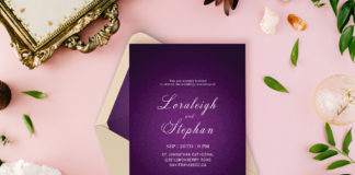 Free Royal Purple Wedding Invitation Template