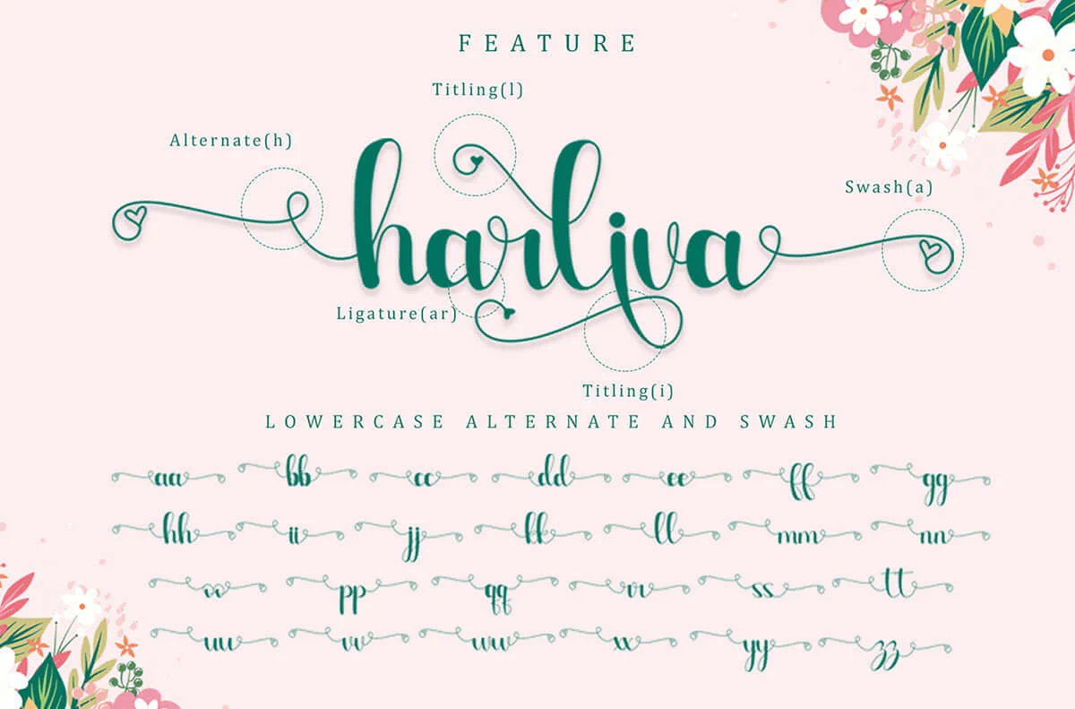 Harliva Calligraphy Font Preview 5