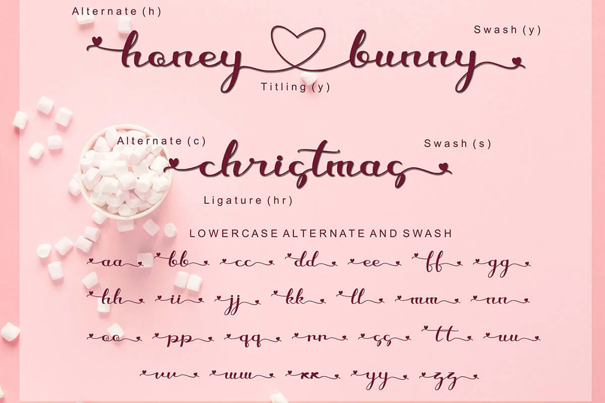 Honey Love Bunny Calligraphy Font Preview 4
