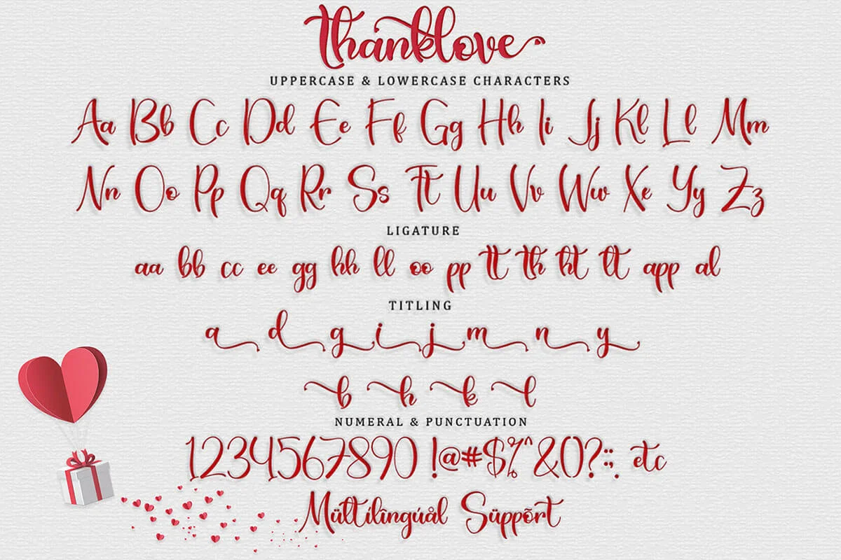 Thanklove Calligraphy Font Preview 5
