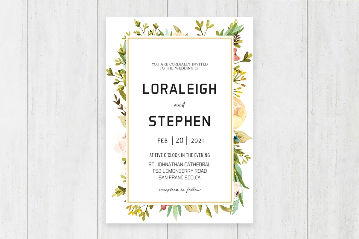 Beautiful Wreath Wedding Invitation Template Preview 2