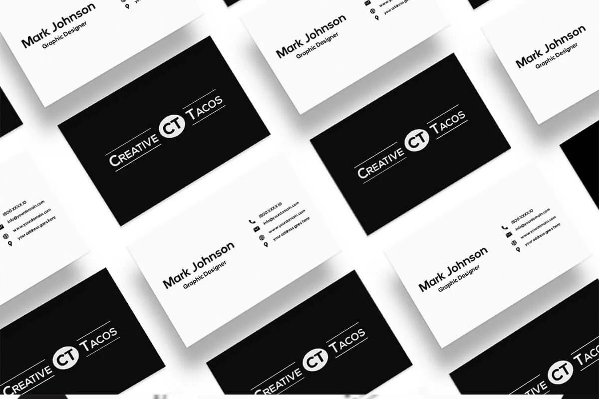 Black and White Business Card Template V2 Preview  3