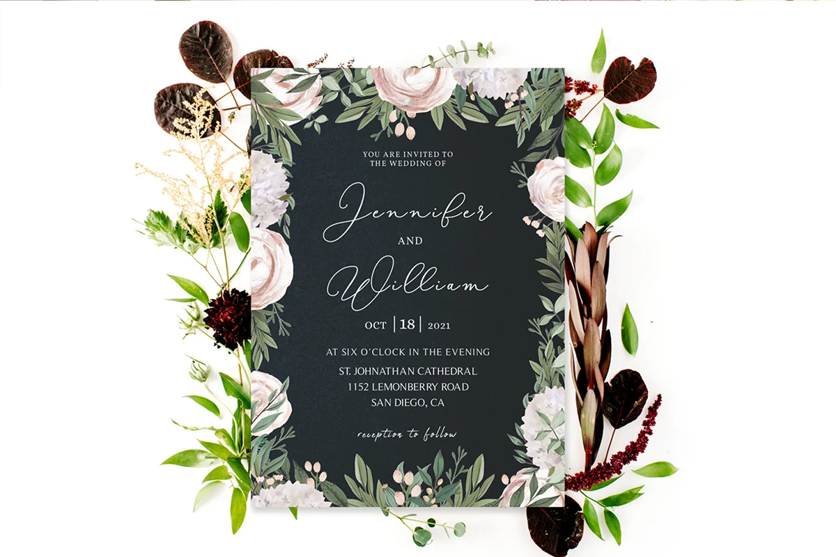 Elegant Floral Wedding Invitation Template Preview 2