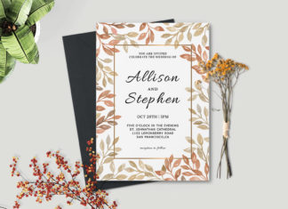 Free Autumn Wreath Wedding Invitation Template