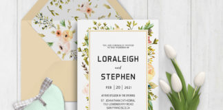 Free Beautiful Wreath Wedding Invitation Template