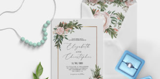 Free Blush Green Wedding Invitation Template