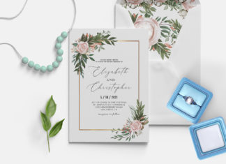 Free Blush Green Wedding Invitation Template