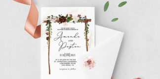 Free Burgundy Floral Arch Wedding Invitation