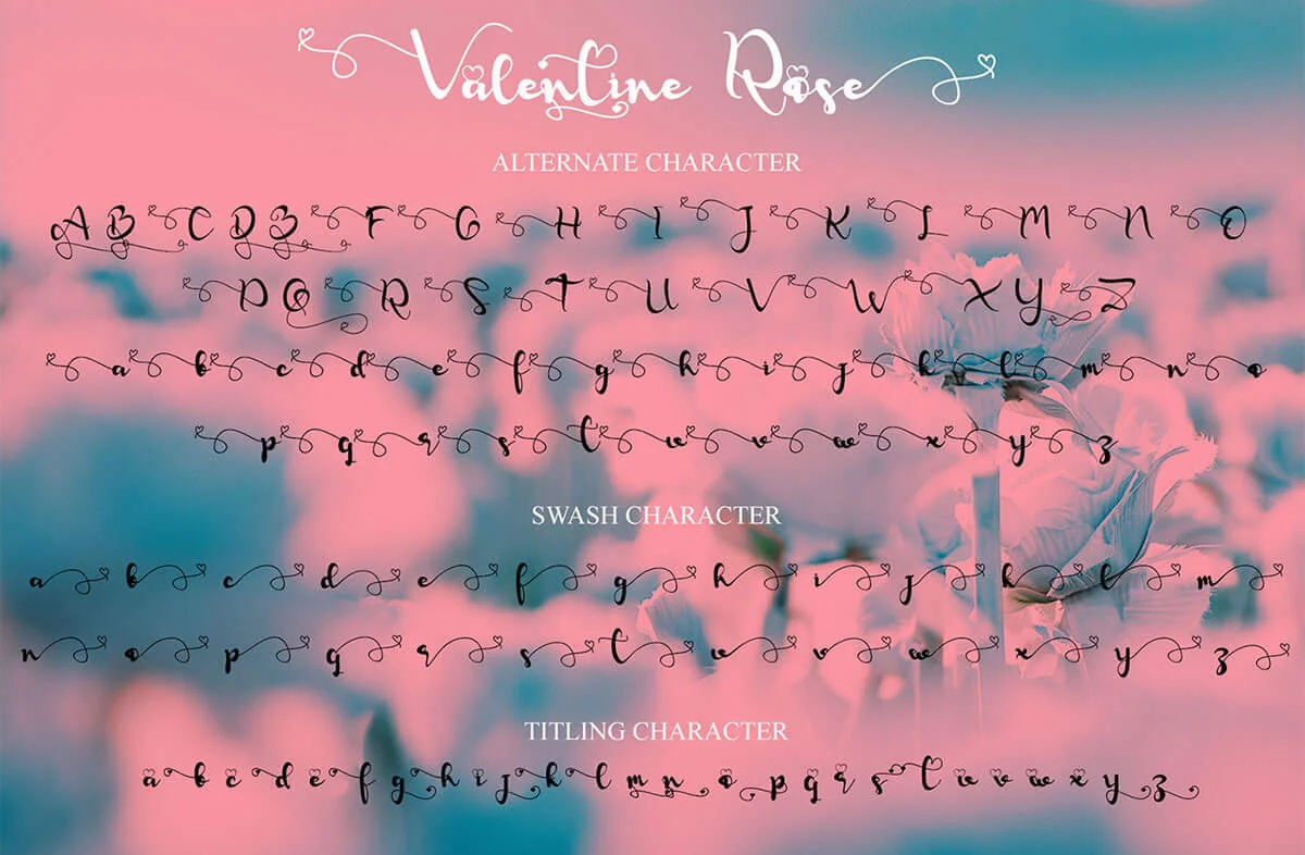 Valentine Rose Handwritten Font Preview 4